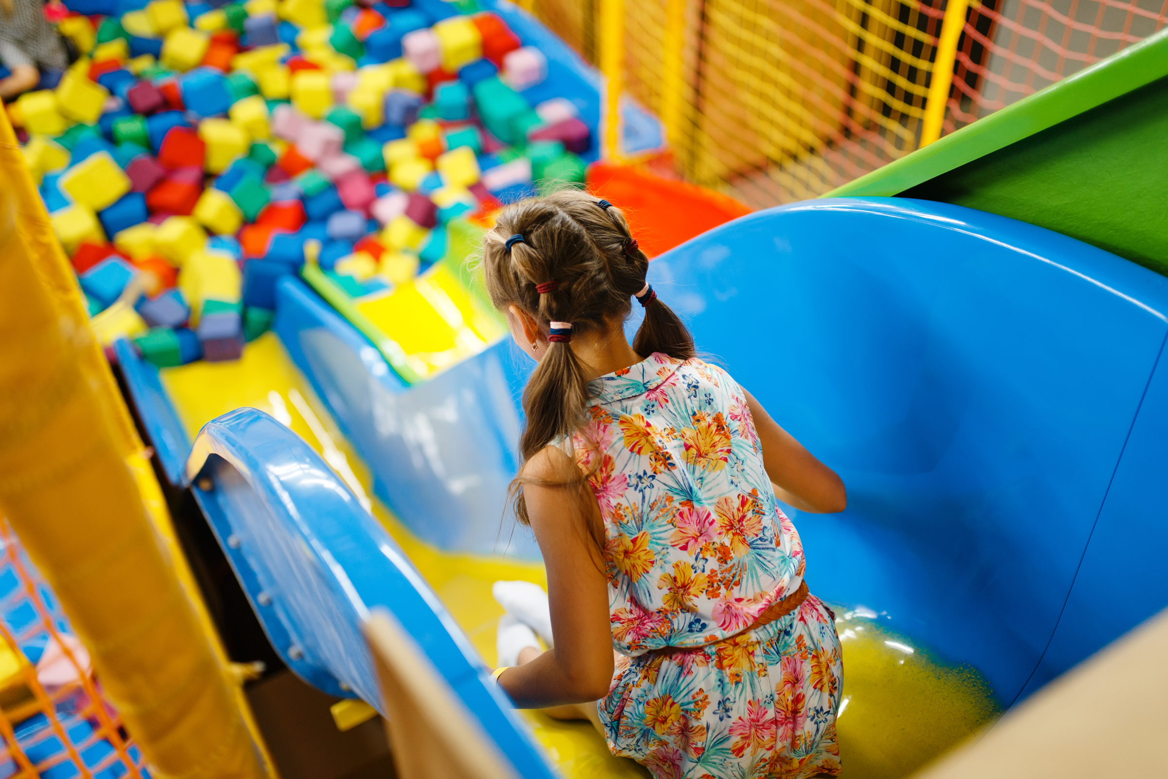 a girl taking slide