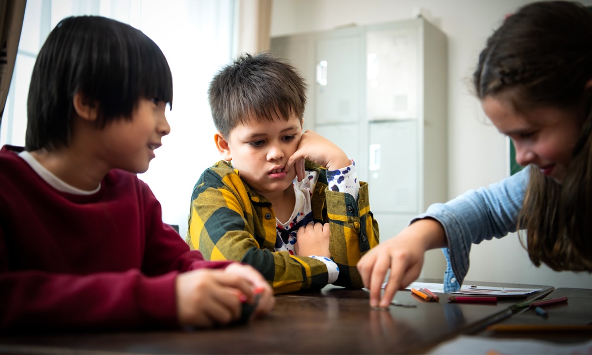 A school child with sensory processing issues showing positive sensory regulation